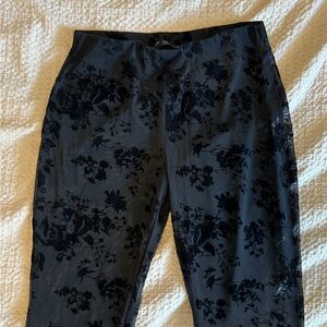 Black Floral See Through Velvet Pants